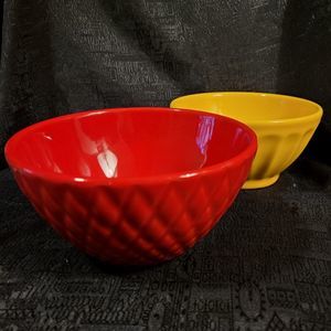 Primagera Portugal Red 3.25" & Yellow 3" Bowls Microwave Dishwasher Safe 2pc Set